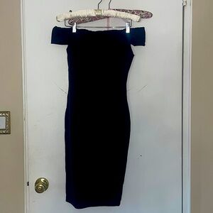 Navy blue stretchy material dress